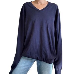 346 Brooks Brothers Supima Cotton Navy Blue V Neck Pullover Sweater Size XXL Men